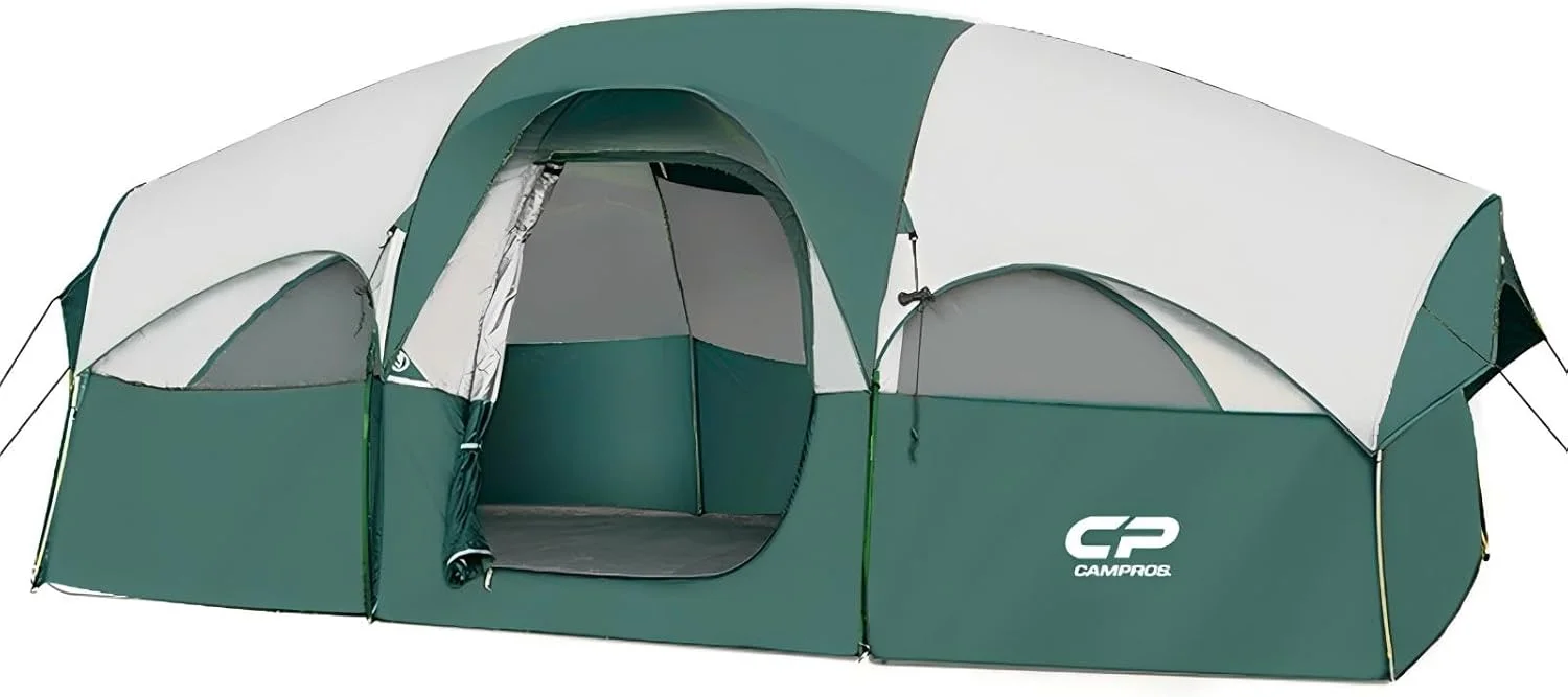 CP Tent 8 Person Camping Tents, Weather Resistant Family Tent, 5 Large Mesh Windows