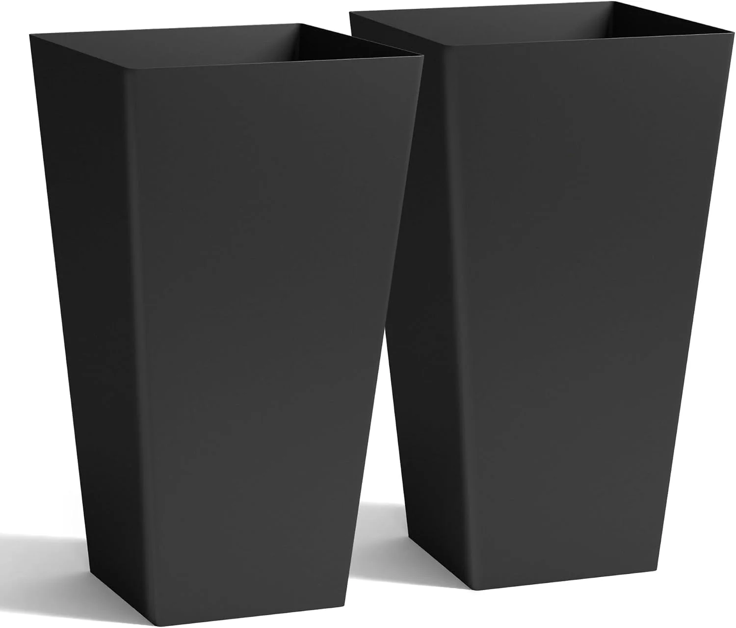 Garden 20 Tall Planters Set of 2, Large Black Tapered Plastic Flower Pots for Indoor & Outdoor Use - Image 2