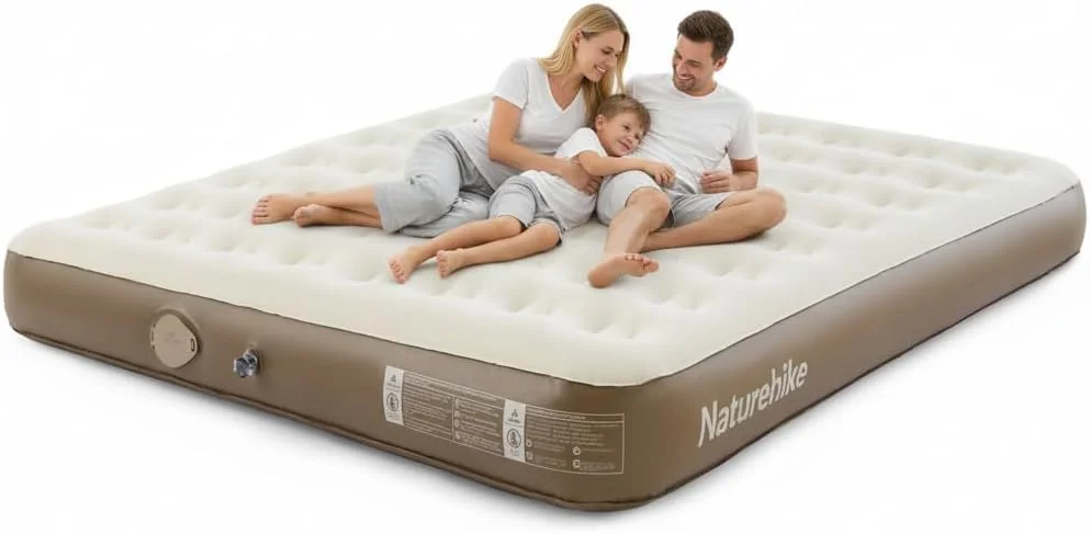 California King Size Air Mattress with Built-in USB Rechargeable Pump, 992 lbs Max Support Inflatable