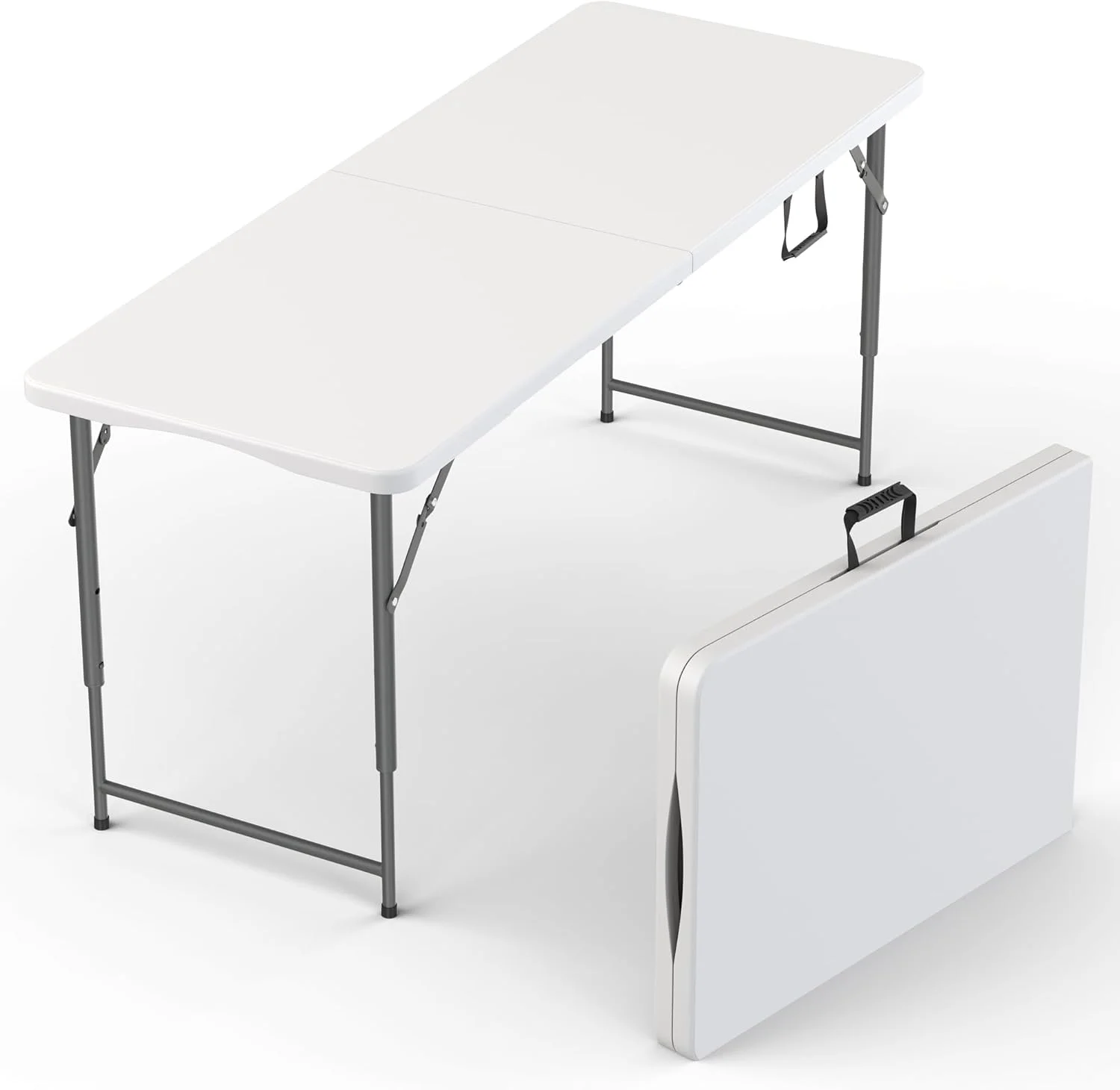 Modern Space 8 Feet Foldable Table with Built in Handle & Steel Legs, Heavy Duty Portable - Image 9