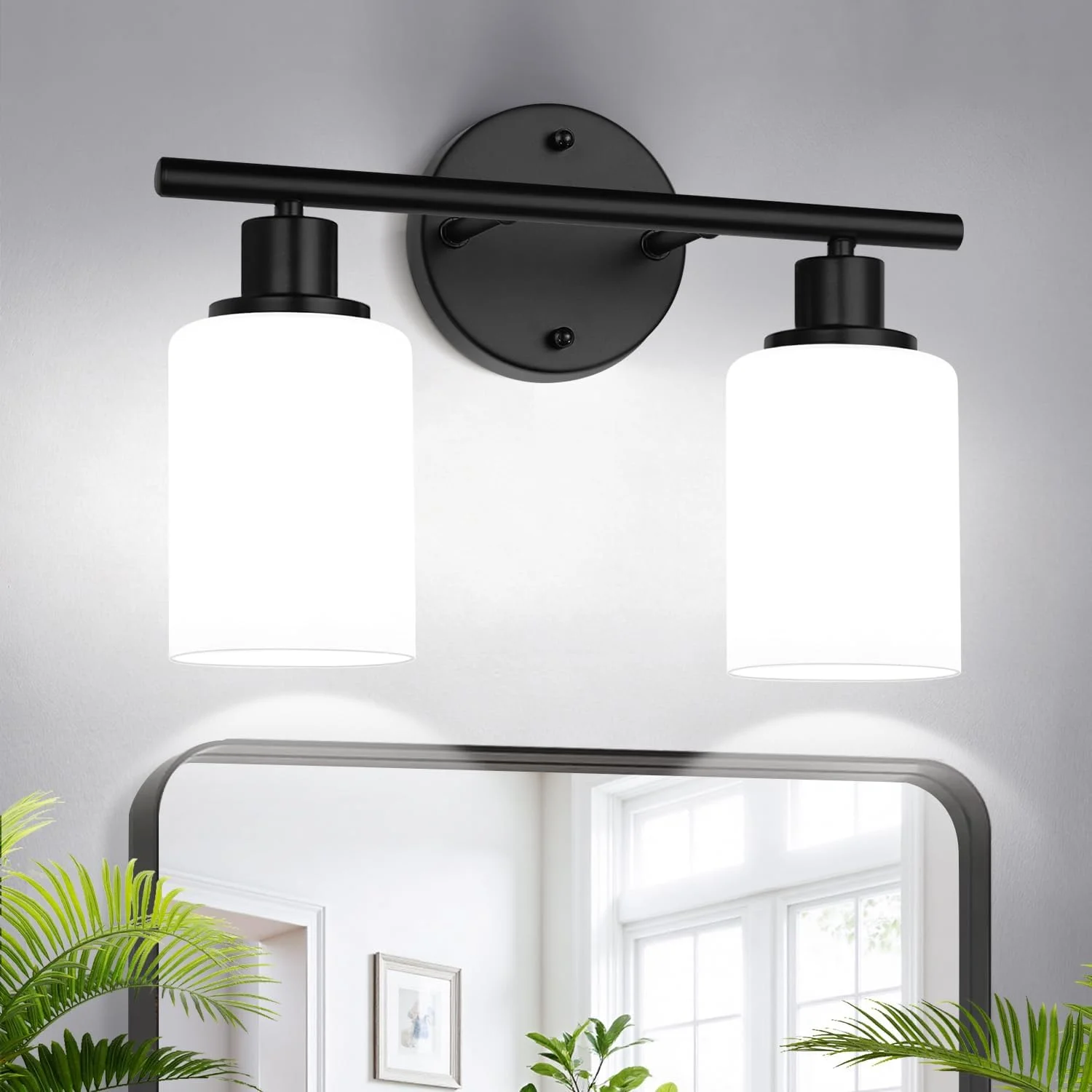3-Light Bathroom Light Fixtures, 17.23 Black Modern Vanity Lights with Clear Glass Shade - Image 10