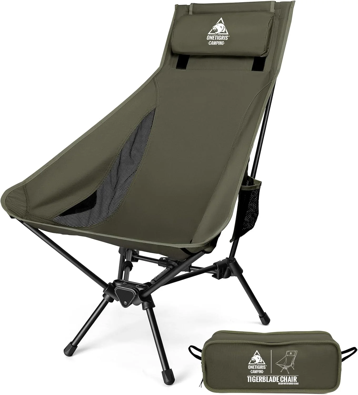 Tigerblade High Back Camping Chair with Pillow Design, Comfortable Widened Seat Folding Chair - Image 2