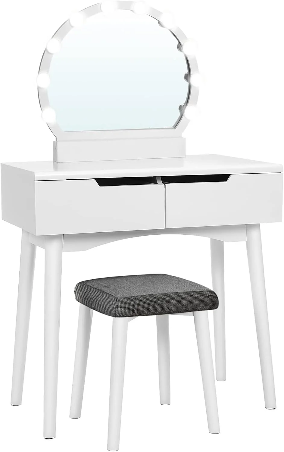 KAILYN Collection, Vanity Desk with Mirror and 9 LED Bulbs, Dressing Table with 9 Drawers - Image 7