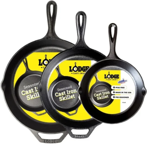 Seasoned Cast Iron Skillet Set 8, 10.25 & 12 Inches