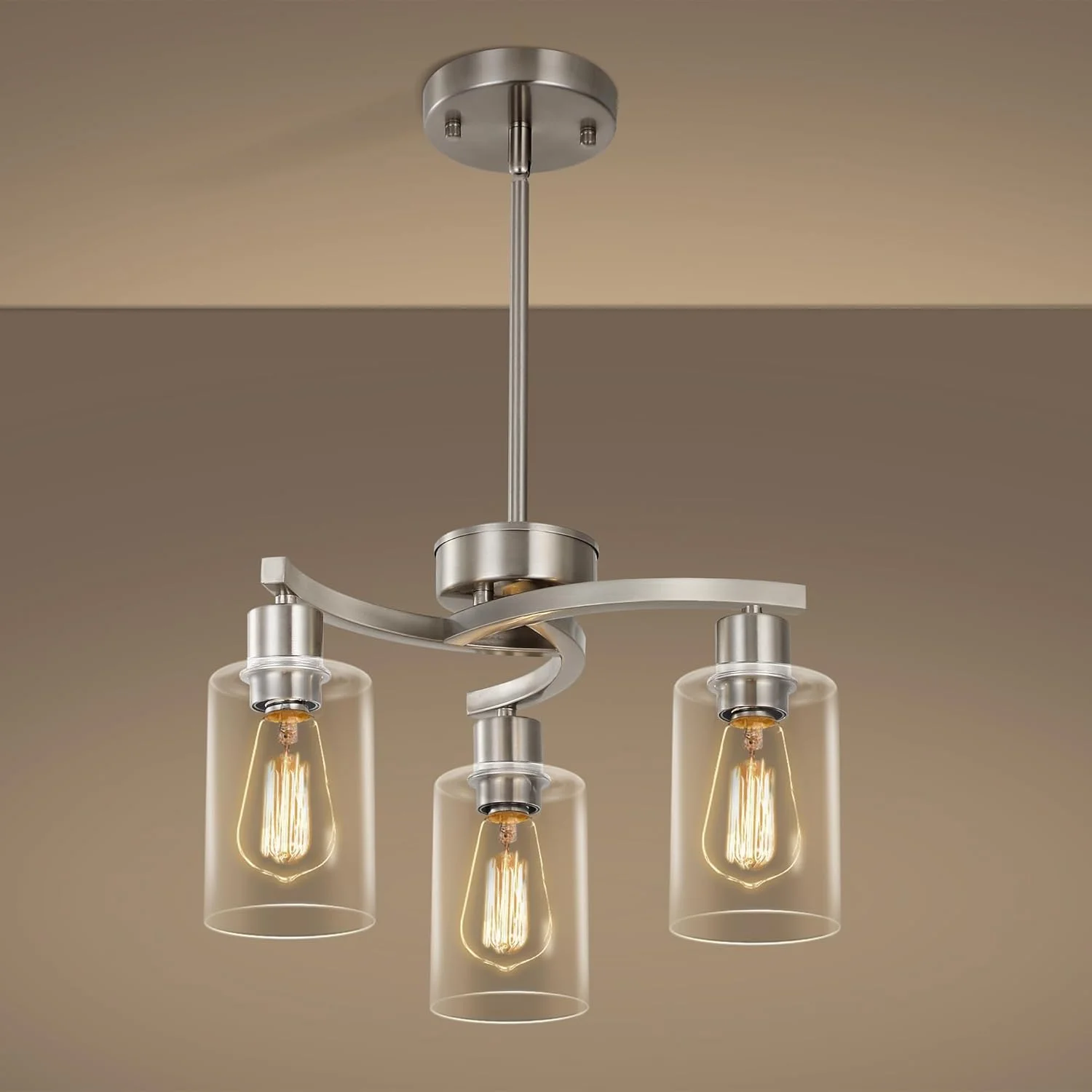 6-Light Modern Farmhouse Black Chandelier, Adjustable Height Hanging Industrial Pendant Lights Kitchen Island