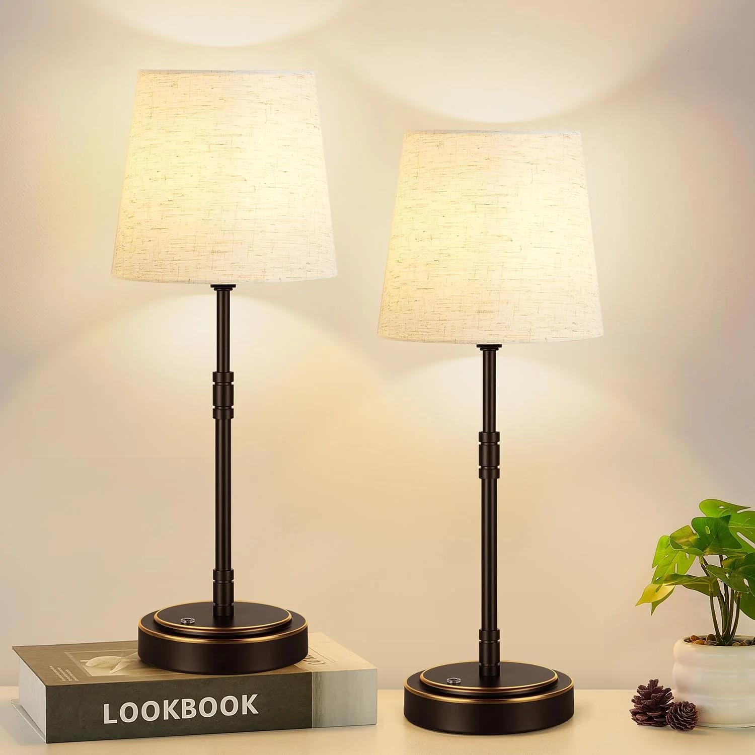 Table Lamp Set of 2 - Battery Operated Lamp with 7500mAh Rechargeable Battery, Dimmable, Bulb Included - Image 5