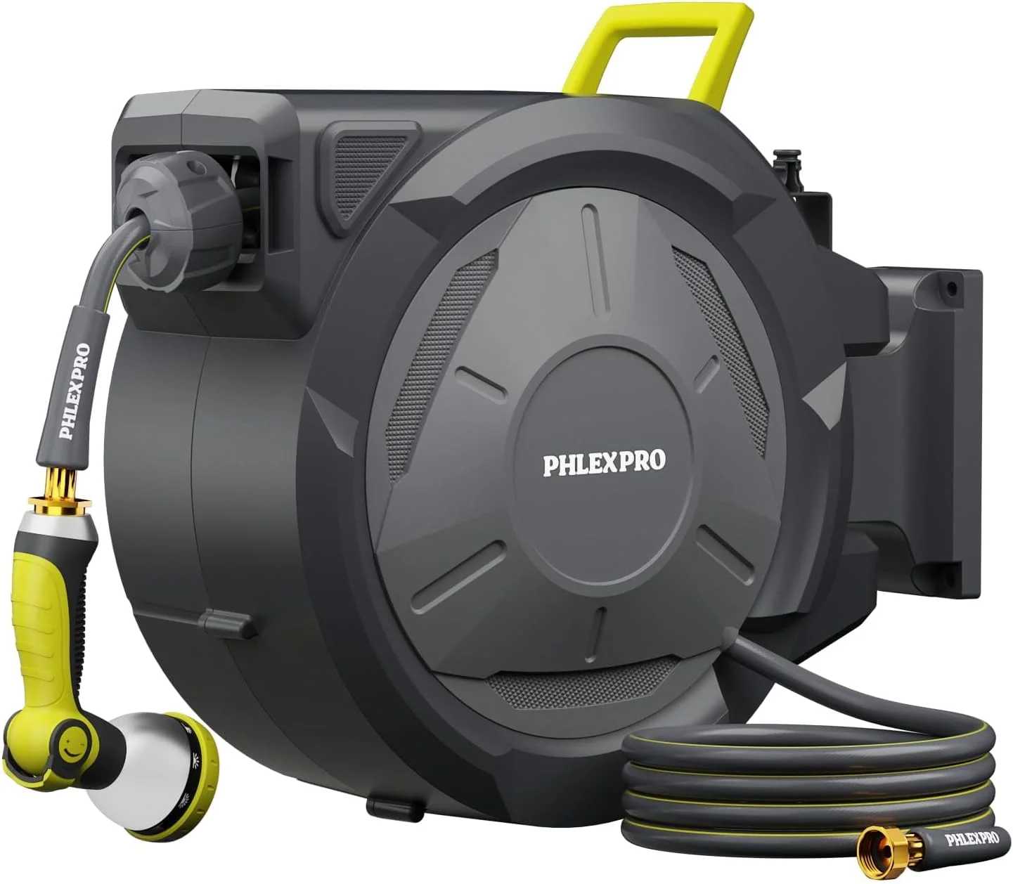 PRO 110FT x 1/2 Retractable Garden Hose Reel with 3/4 Brass Fitting, Heavy Duty Wall Mount Hose Reel, 180?? Swivel - Image 3