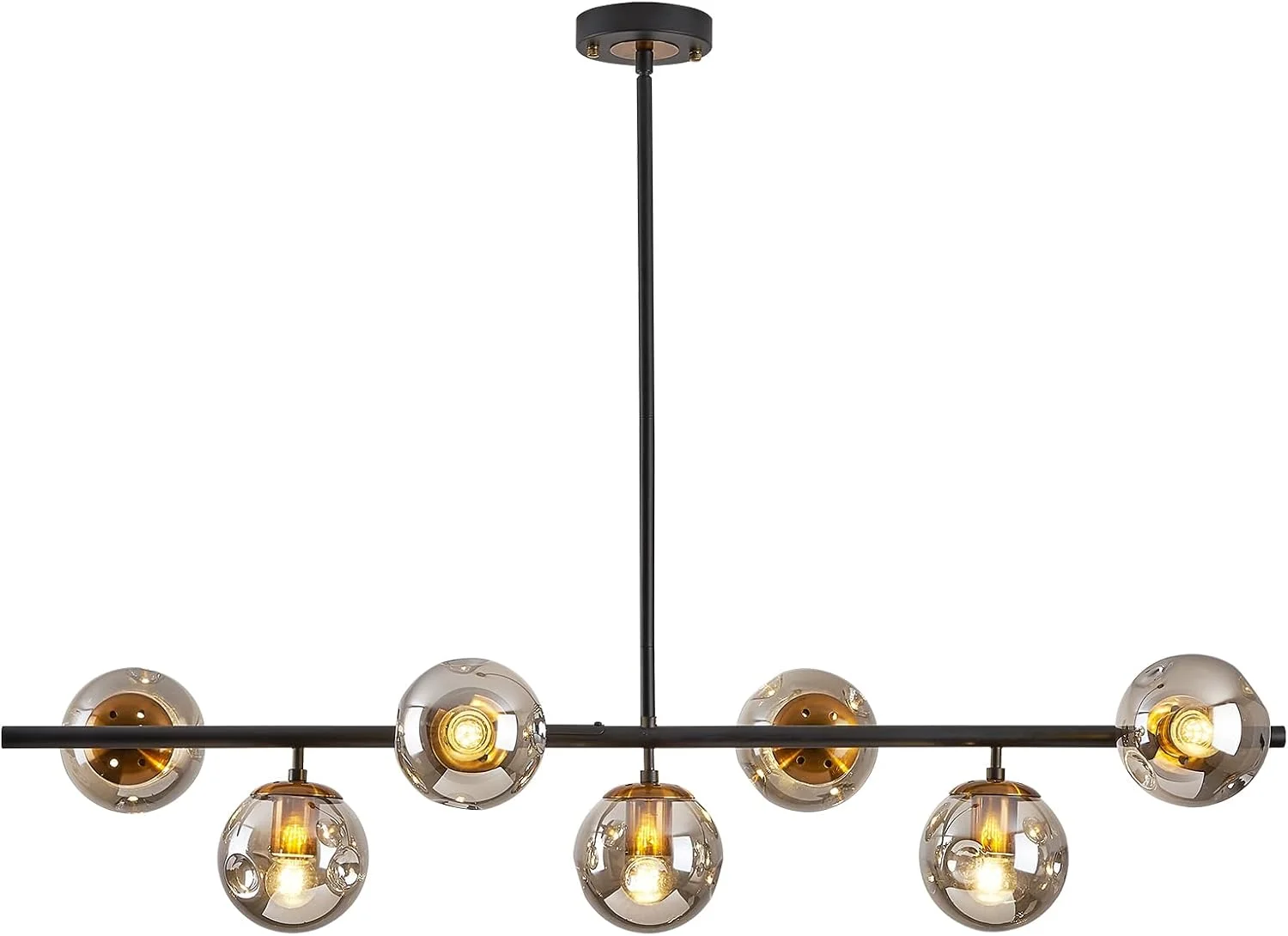 6-Light Glass Globe Sputnik Chandelier Modern Matte Black and Gold Ceiling Light Fixture Vintage Hanging - Image 2