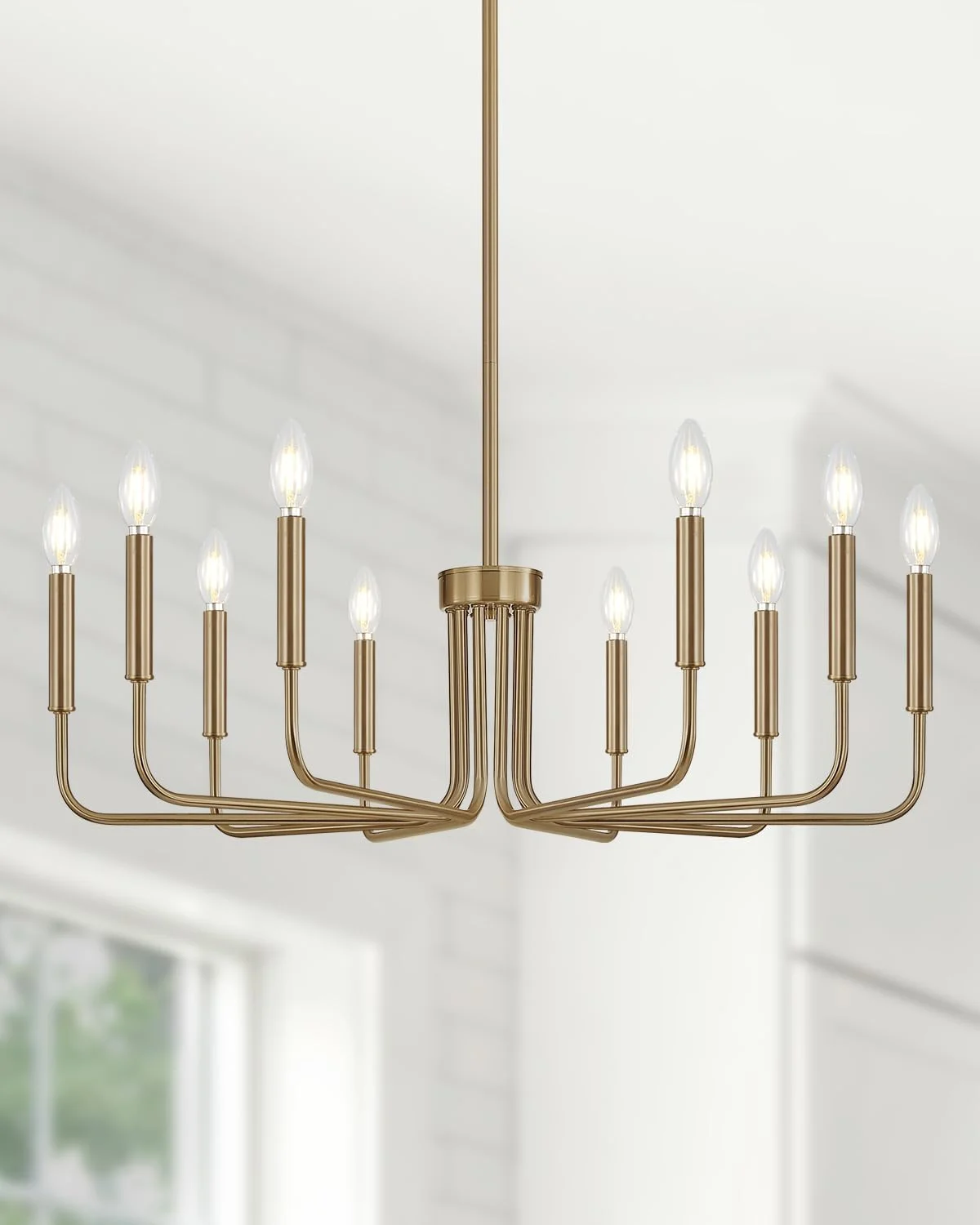 6 Light Champagne Bronze Chandelier, Farmhouse Chandelier for Dining Room Light Fixture Hanging - Image 15