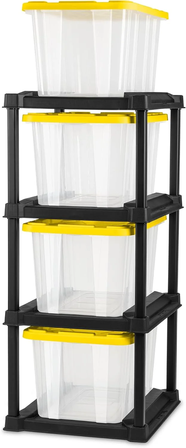 4-Pack 27 Gallon Industrial Storage Tote, Heavy-Duty Plastic Bins - Image 13