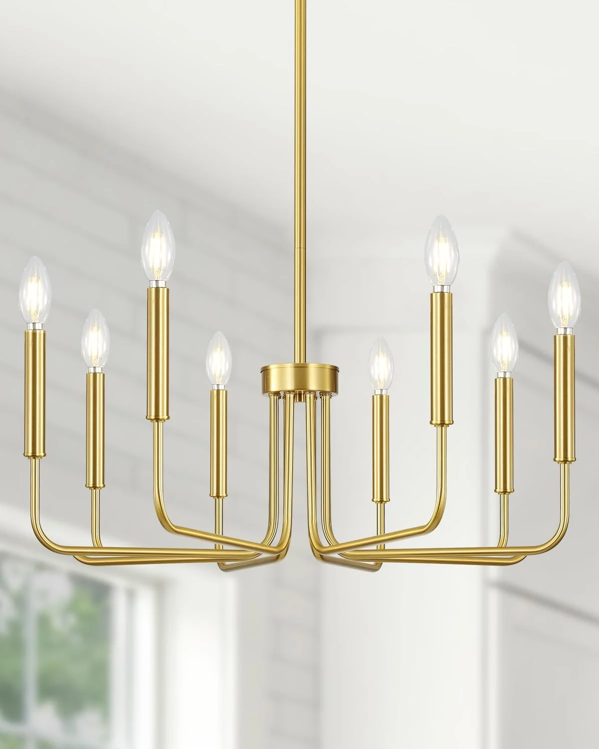6 Light Champagne Bronze Chandelier, Farmhouse Chandelier for Dining Room Light Fixture Hanging - Image 2