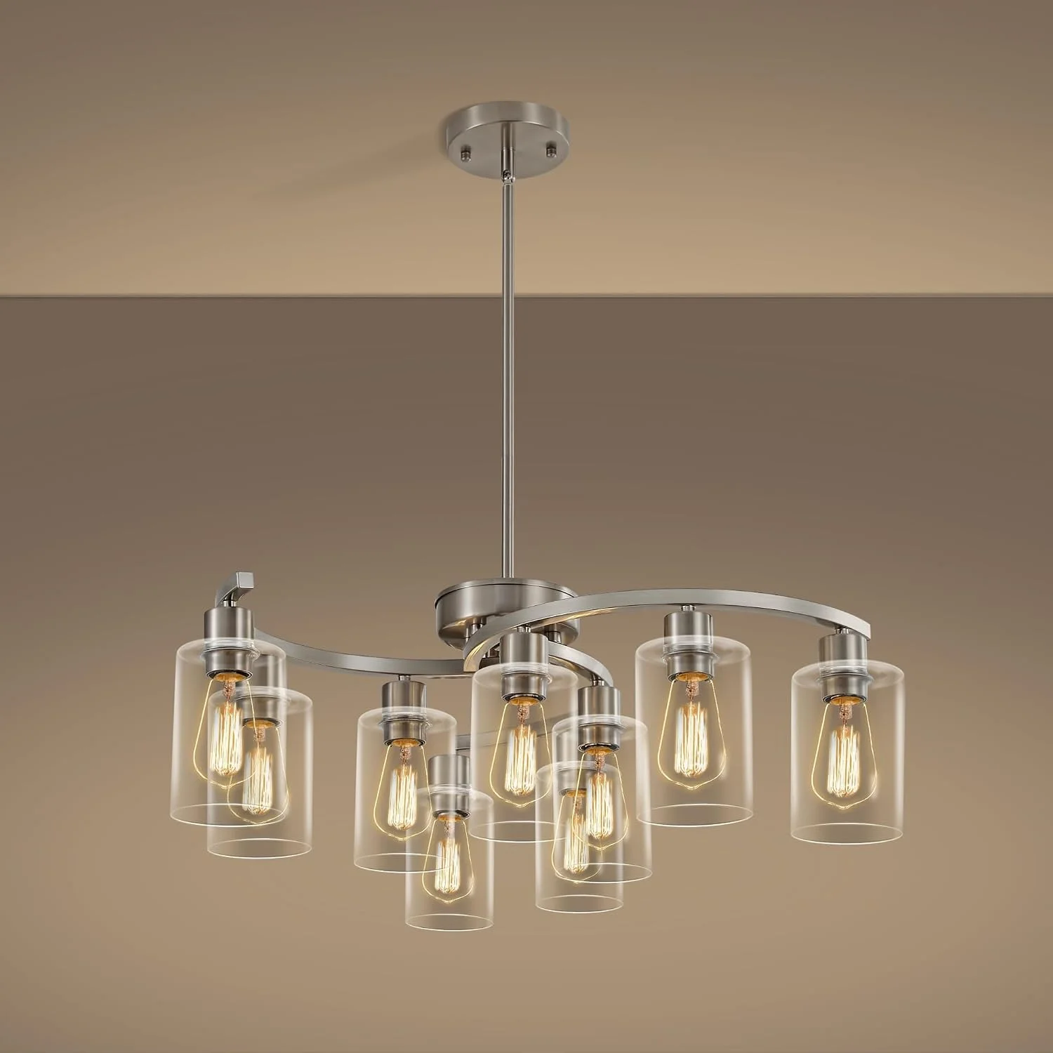 6-Light Modern Farmhouse Black Chandelier, Adjustable Height Hanging Industrial Pendant Lights Kitchen Island - Image 8