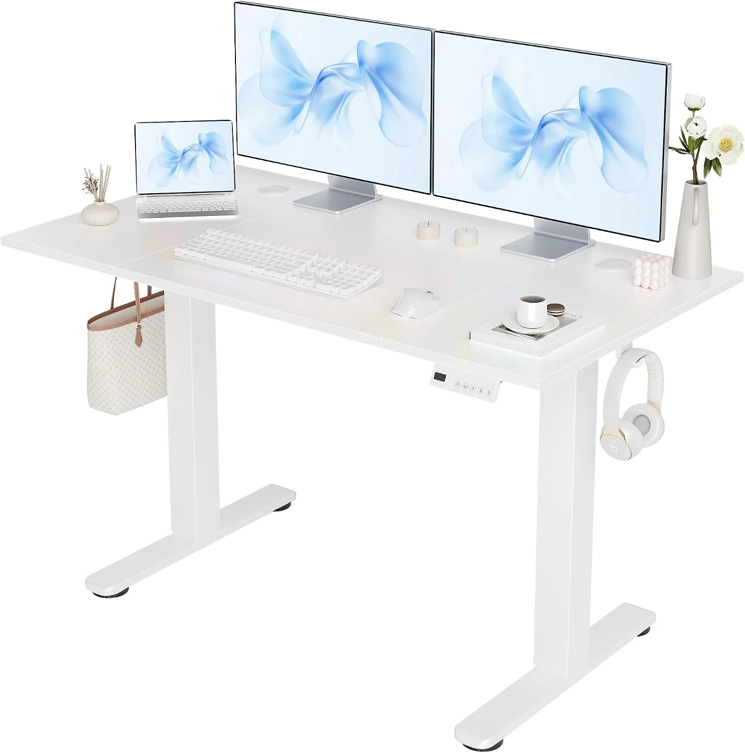 Electric Standing Desk, Adjustable Height Stand up Desk, 24x48 Inches Sit Stand Home Office Desk with Splice