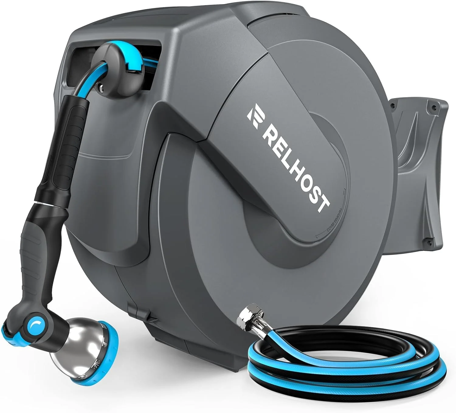 Retractable Garden Hose Reel, 5/8 in x 100 ft Wall Mount Heavy Duty Hose Reel with Any-Length Lock