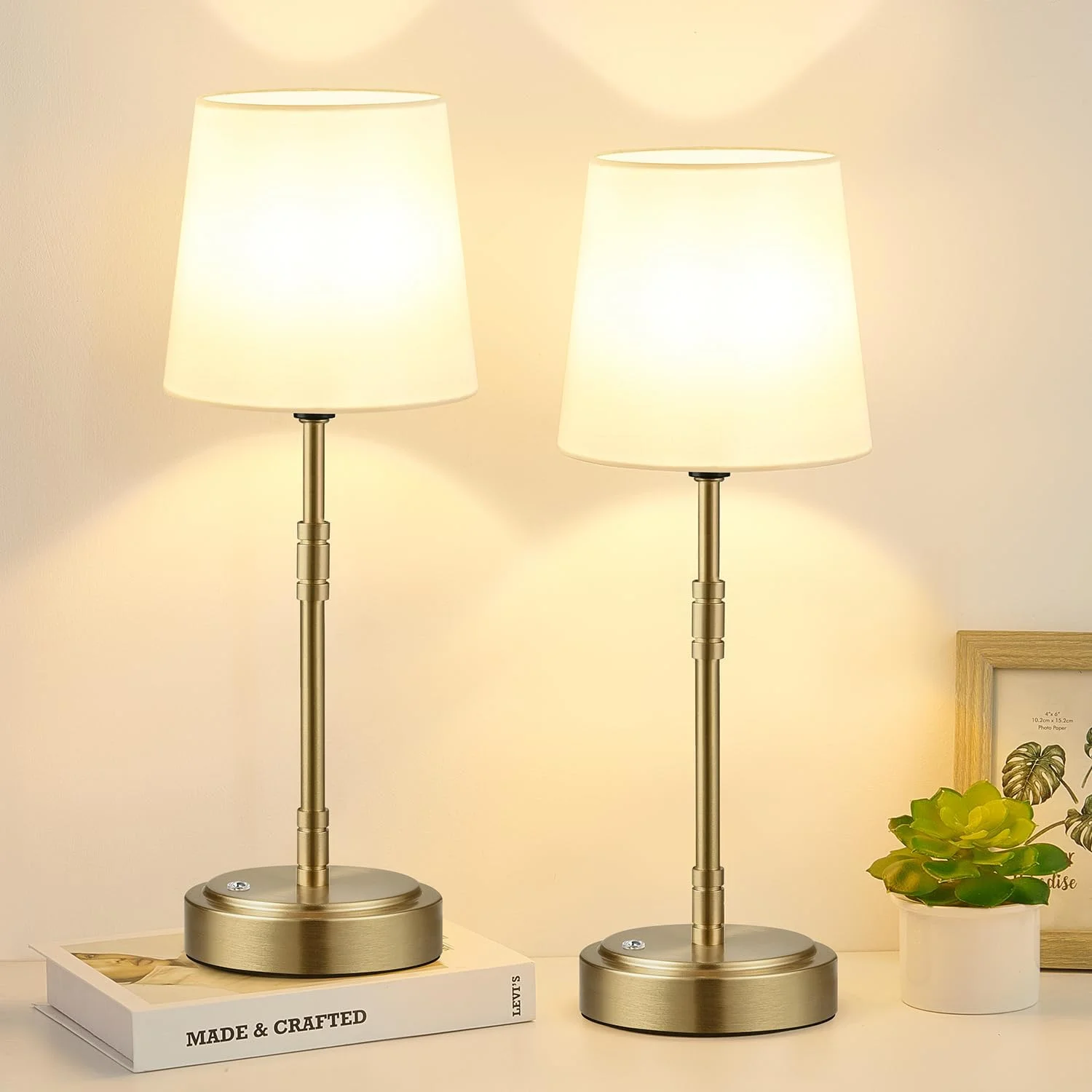 Table Lamp Set of 2 - Battery Operated Lamp with 7500mAh Rechargeable Battery, Dimmable, Bulb Included - Image 9