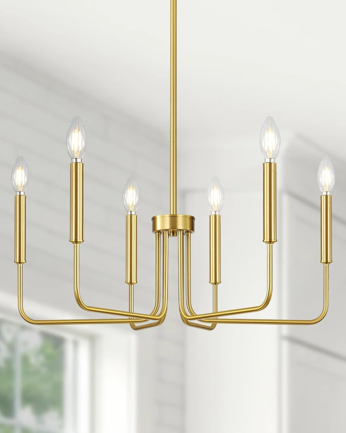 6 Light Champagne Bronze Chandelier, Farmhouse Chandelier for Dining Room Light Fixture Hanging - Image 11