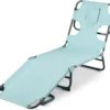 Basics Outdoor Lounge Tanning Chair, Foldable Chaise with Multi-Angle Backrest, Portable with Carry Strap, 1-Pack