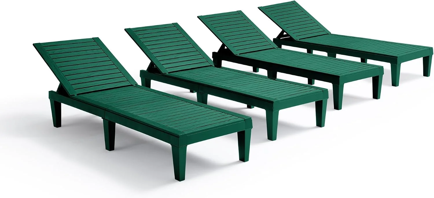 Lounge Chair Outdoor, Tanning Chair, Chaise Lounge Outdoor Set of 2, 5 Adjustable Positions - Image 3