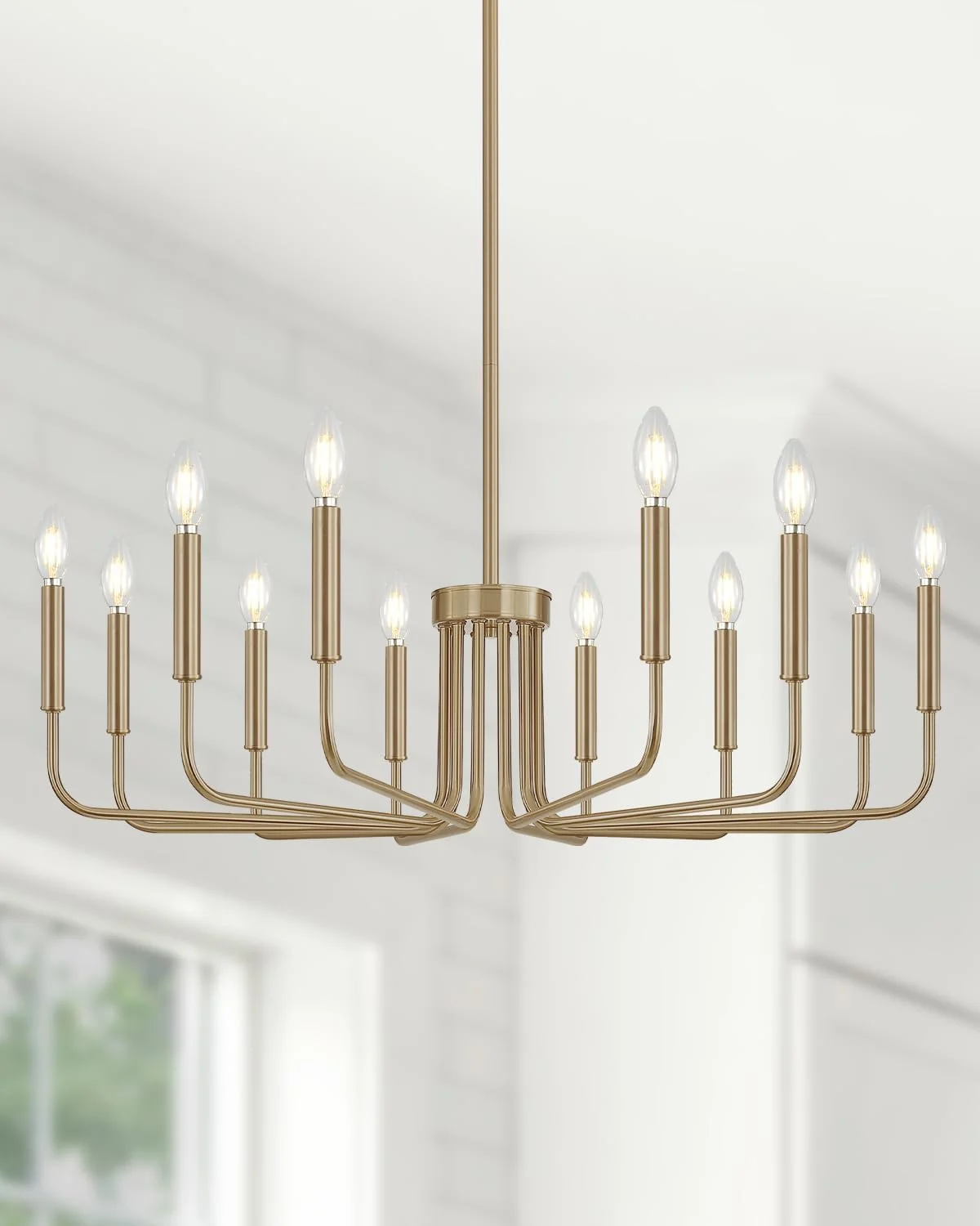 6 Light Champagne Bronze Chandelier, Farmhouse Chandelier for Dining Room Light Fixture Hanging - Image 8