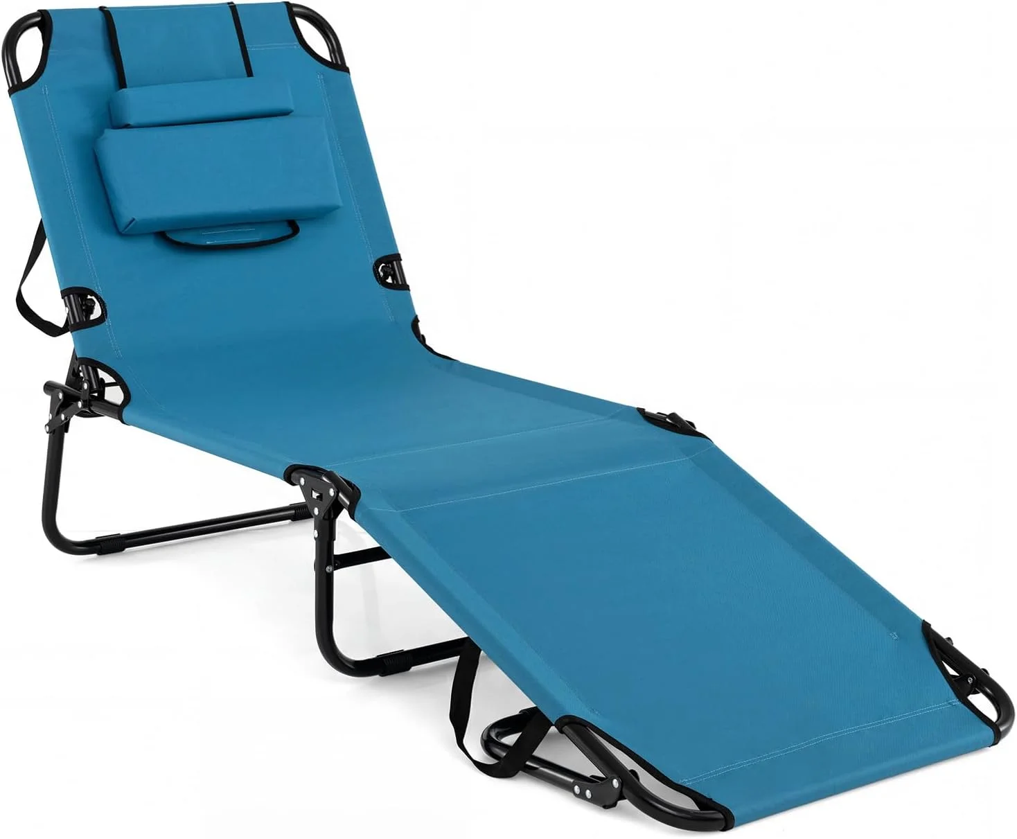 Beach Lounge Chair, Sunbathing Chair Patio Lounge Chair Folding Adjustable Recliner with Hole for Face - Image 3