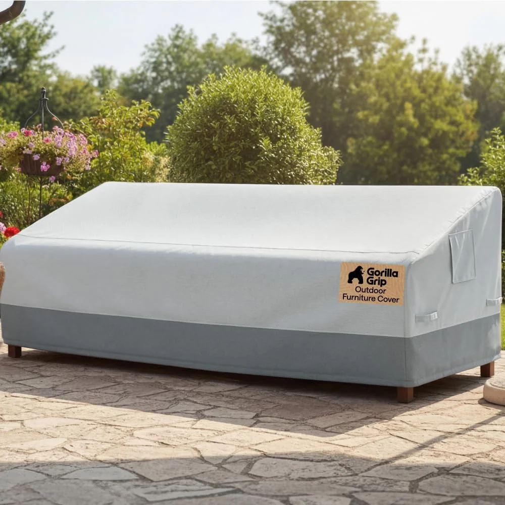 GRIP Waterproof Large Outdoor Patio Sofa Cover, 3 Seater 80 Inch, Heavy Duty 600D Furniture Covers Sets for - For Outdoor Living - Image 2