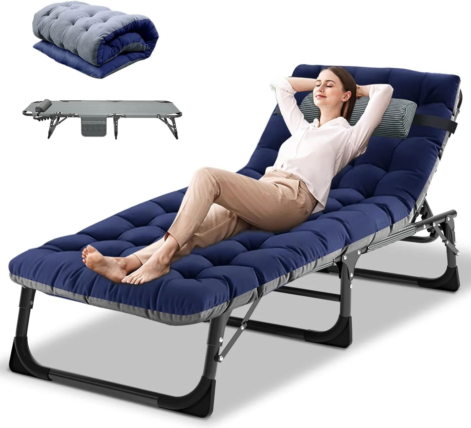 Heavy Duty Chaise Lounge Chair, Adjustable 5-Position Folding Chaise Lounge Chairs for Outside - Image 13
