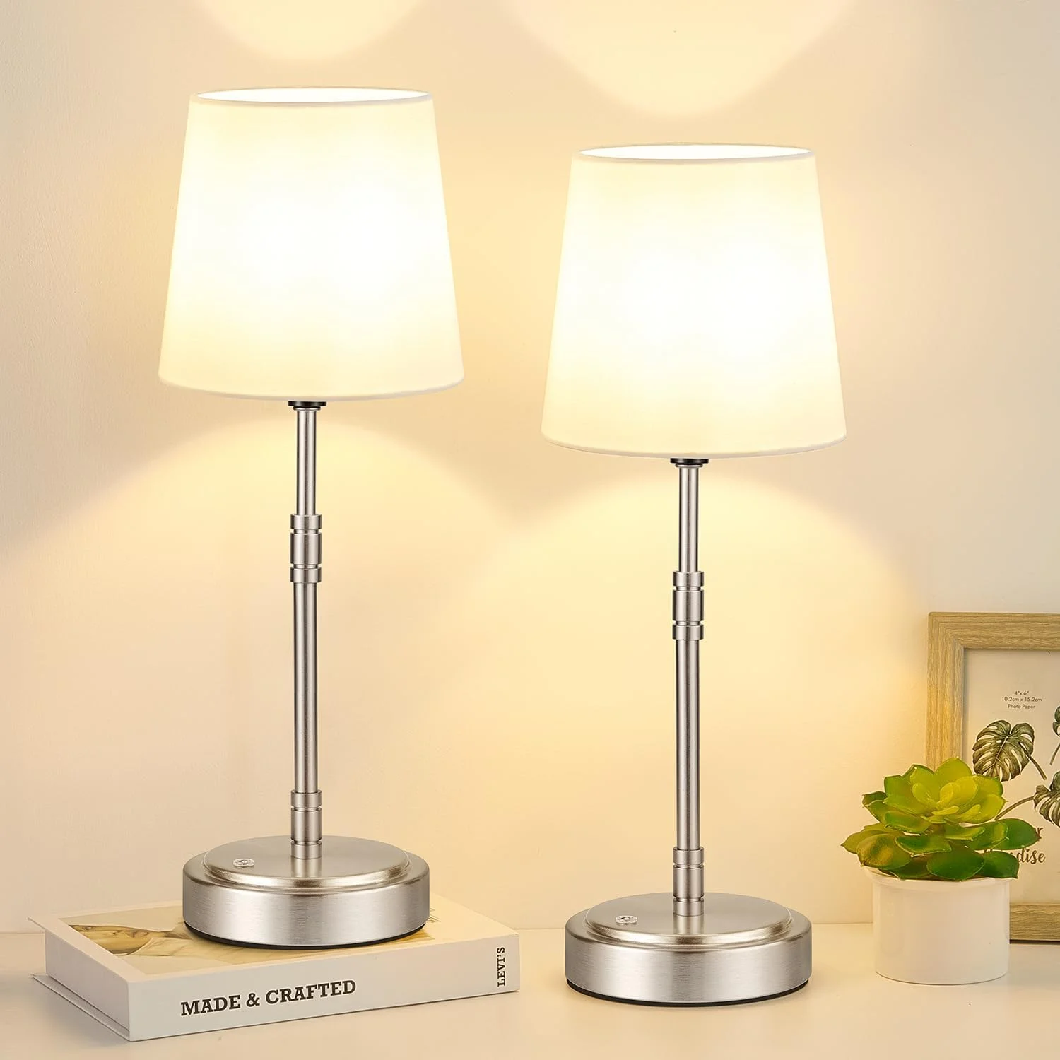 Table Lamp Set of 2 - Battery Operated Lamp with 7500mAh Rechargeable Battery, Dimmable, Bulb Included - Image 7