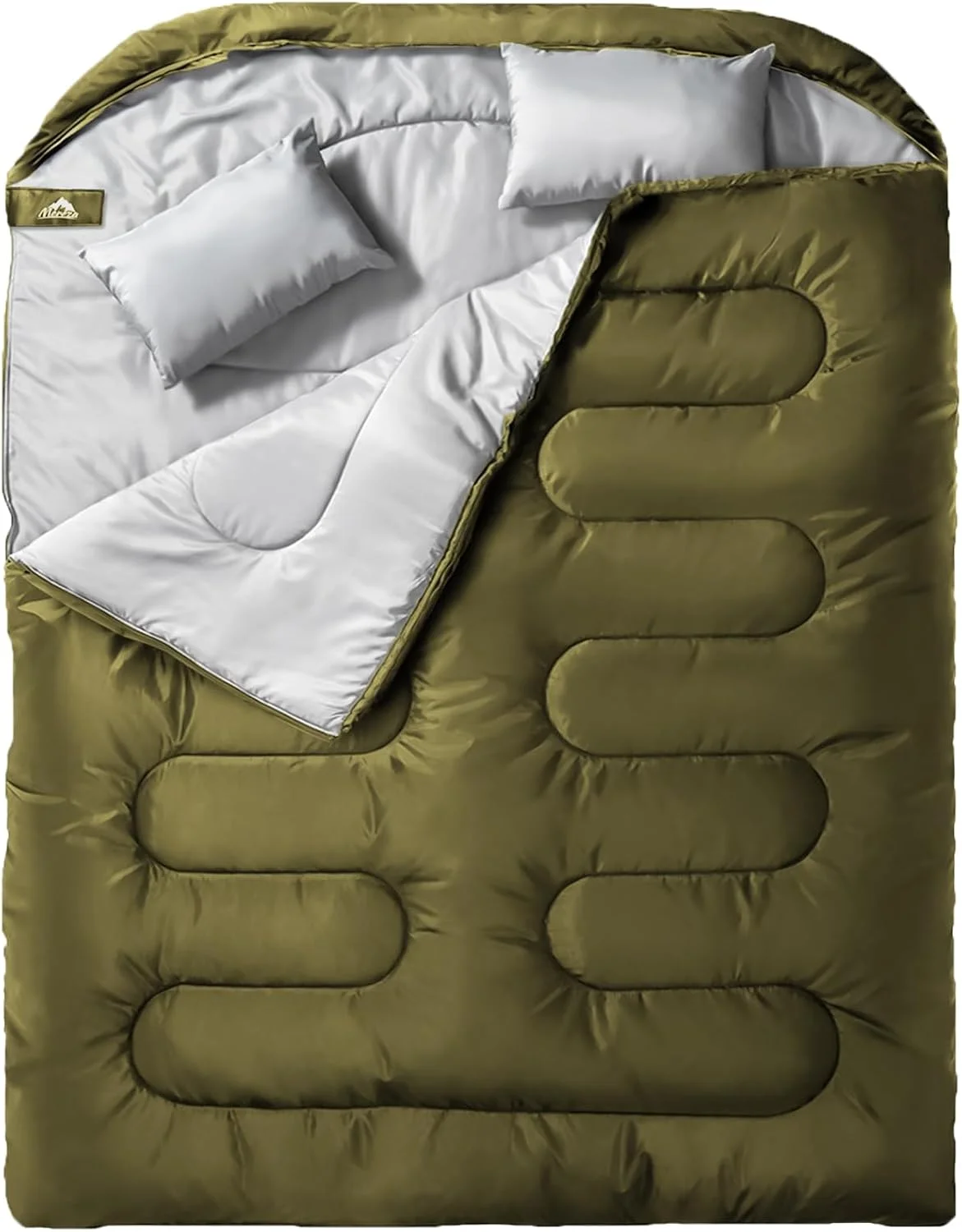 Double Sleeping Bag for Adults Mens with Pillow, XL Queen Size Two Person Sleeping Bag for All Season Camping - Image 8
