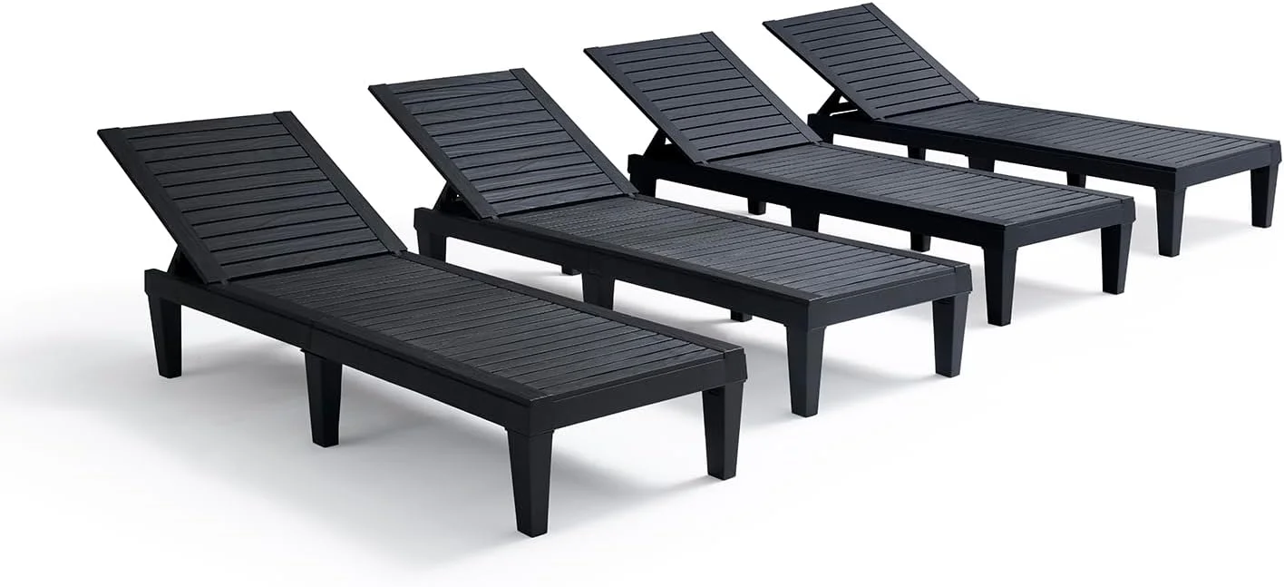 Lounge Chair Outdoor, Tanning Chair, Chaise Lounge Outdoor Set of 2, 5 Adjustable Positions - Image 15