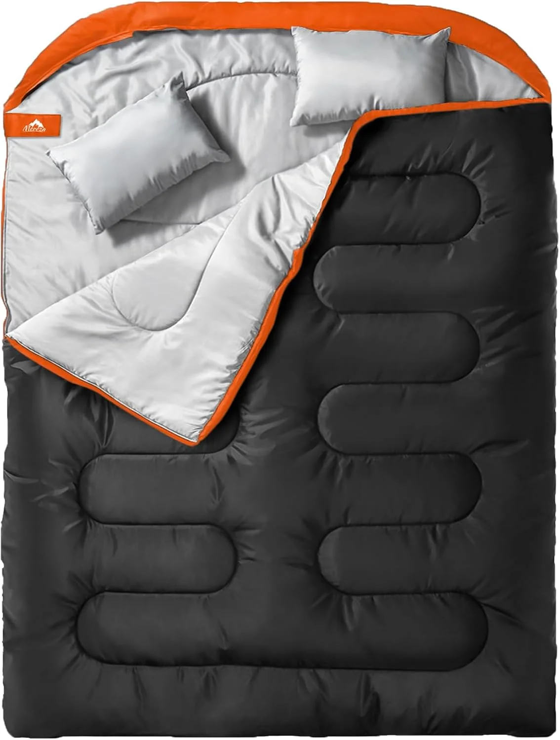 Double Sleeping Bag for Adults Mens with Pillow, XL Queen Size Two Person Sleeping Bag for All Season Camping - Image 6