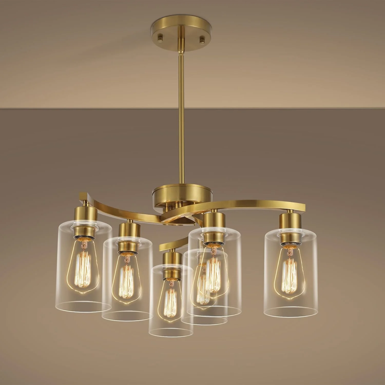 6-Light Modern Farmhouse Black Chandelier, Adjustable Height Hanging Industrial Pendant Lights Kitchen Island - Image 3