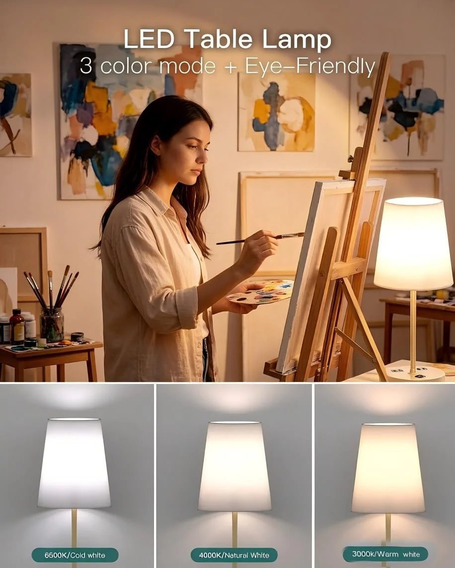 Bedroom Table Lamp, Dimmable - Image 2