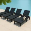 Outdoor Lounge Chairs Set of 2, 5-Position Adjustable Tanning Chairs with Wood Grain