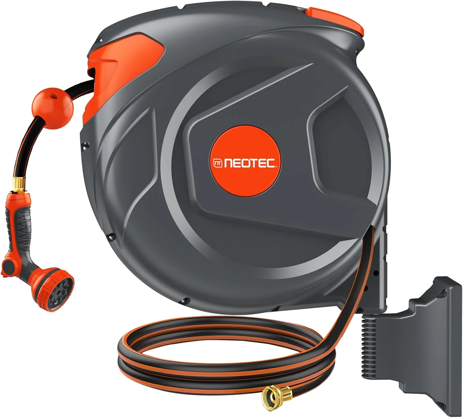Retractable Garden Hose Reel 1/2 Inch, Wall Mounted Heavy Duty Water Hose with Auto-Lock
