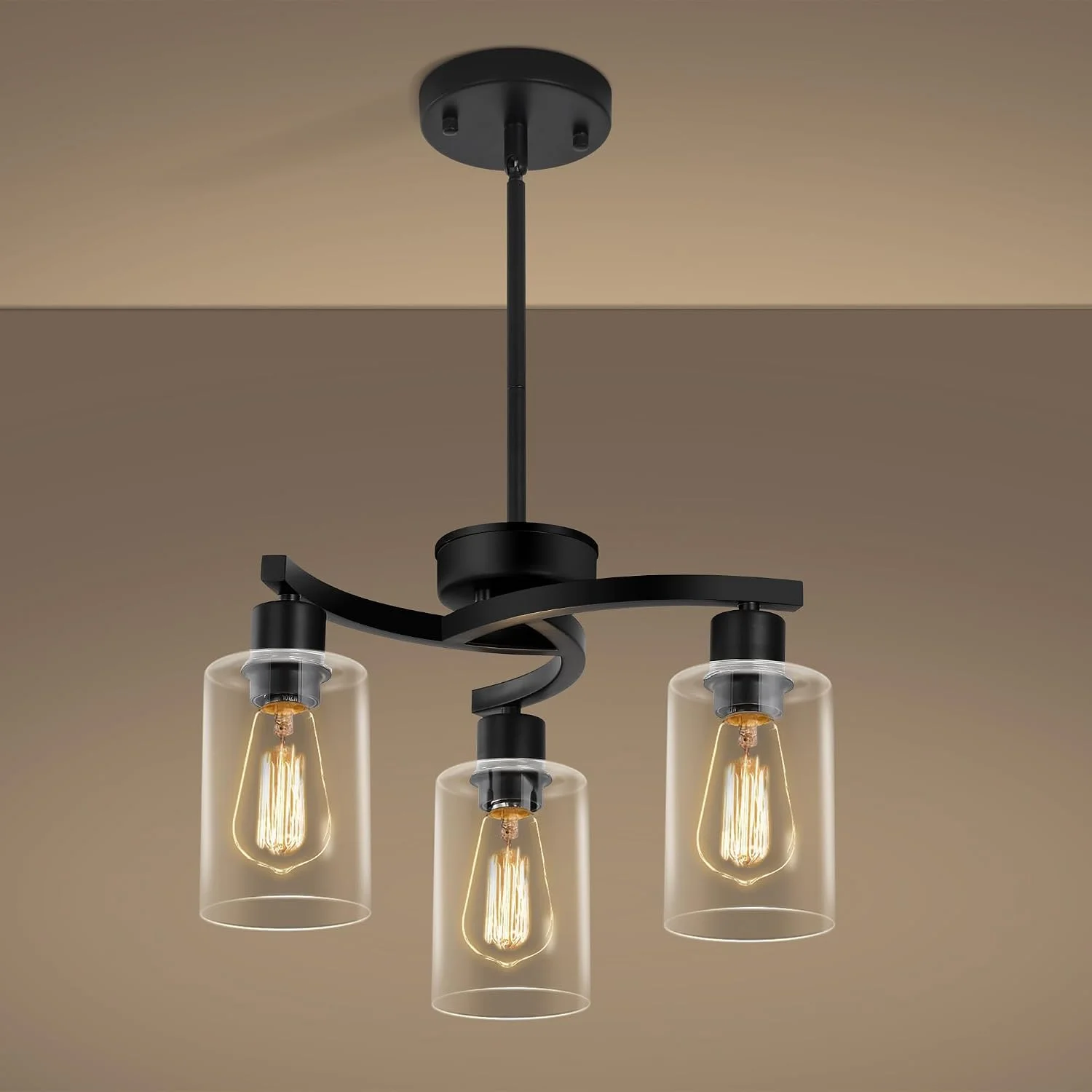 6-Light Modern Farmhouse Black Chandelier, Adjustable Height Hanging Industrial Pendant Lights Kitchen Island - Image 5