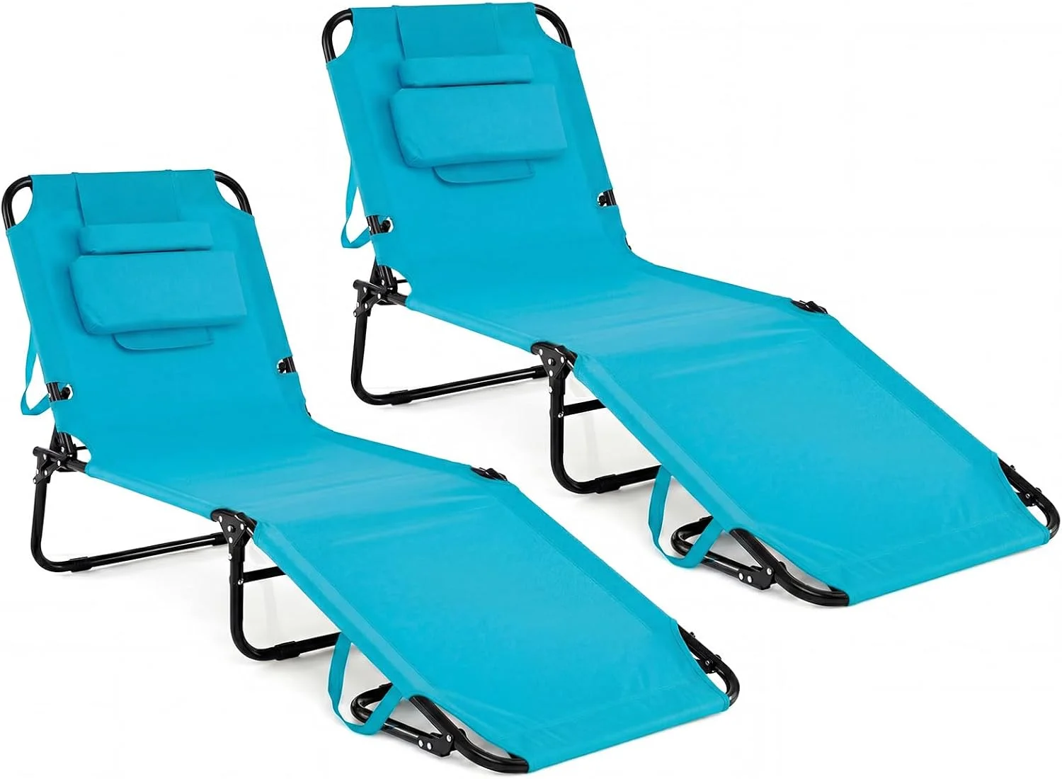 Beach Lounge Chair, Sunbathing Chair Patio Lounge Chair Folding Adjustable Recliner with Hole for Face - Image 4