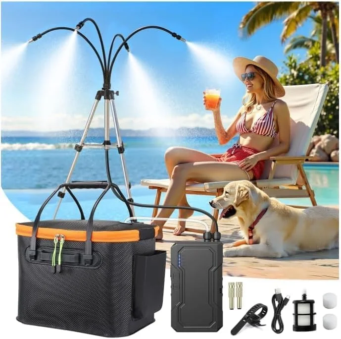 Portable Misting System for Outside Patio, Outdoor Water Cooling Mister with Battery Powered Pump (Max 8Hrs) - Image 2