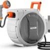 Retractable Garden Hose Reel, 1/2 in x 50 ft, Wall Mounted Hose Reel with 9-Function Sprayer Nozzle and 180??