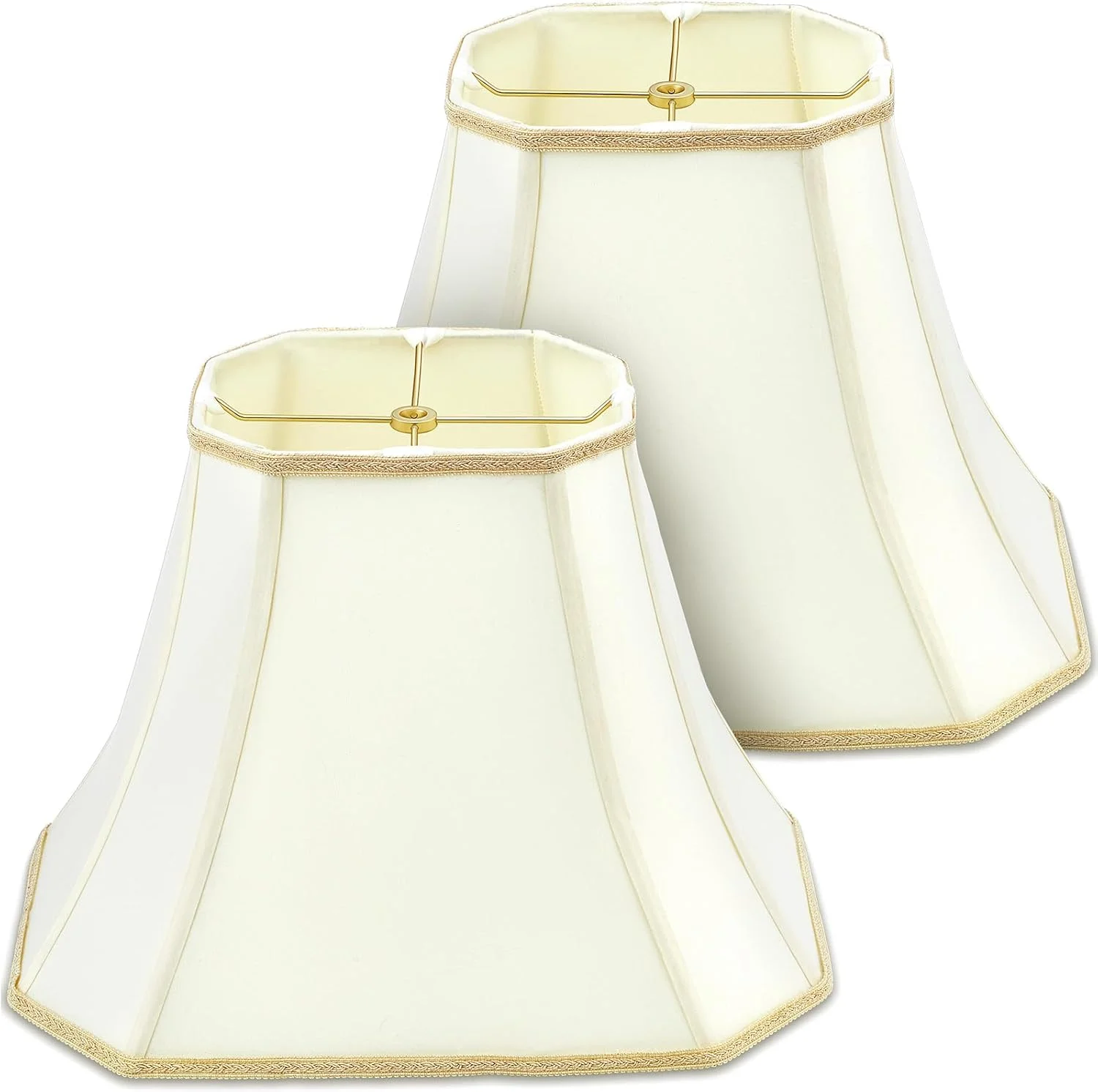 Set of 2 Bell Lamp Shade 6.25 x 8 Top 11 x 16 Bottom 12 High (Spider) Rectangle Cut Square Replacement