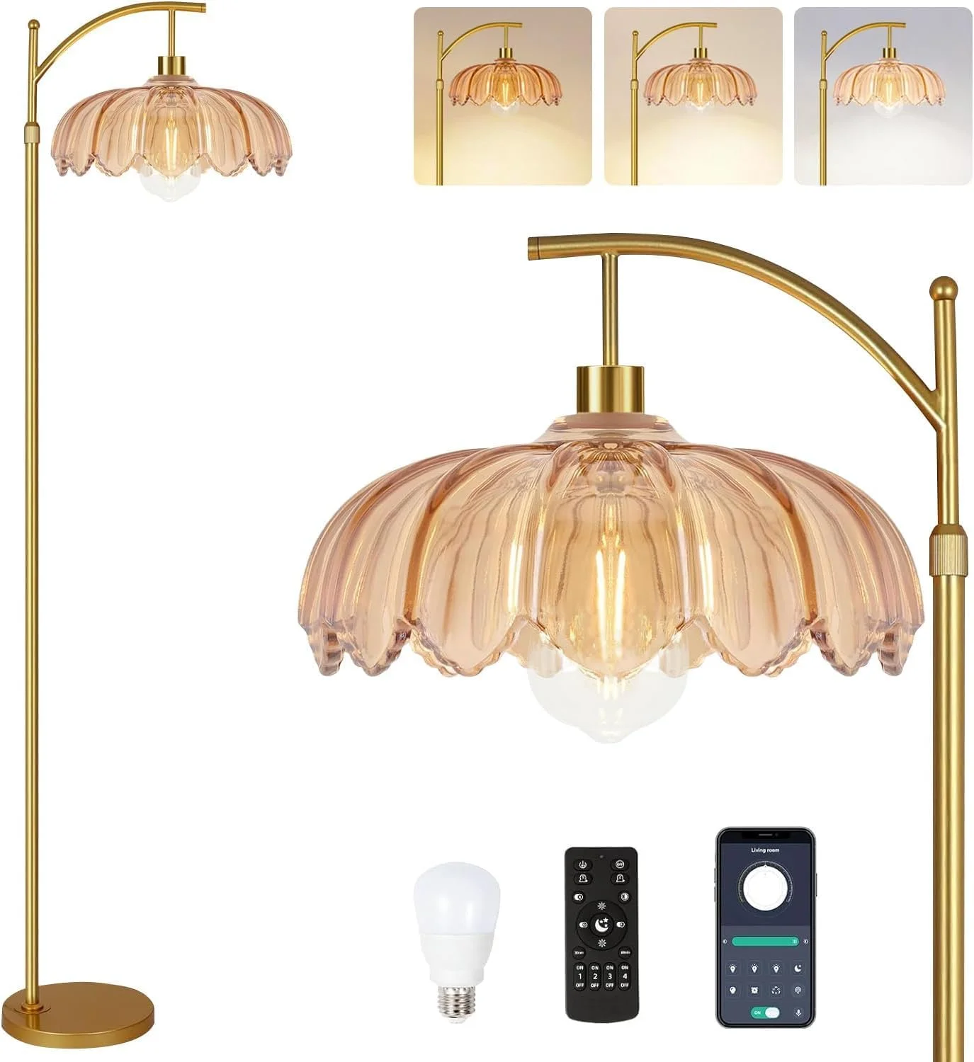 Floor Lamp for Living Room Rattan Boho Floor Lamp with Remote Control, Dimmable, 3-Color Temperature - Image 13