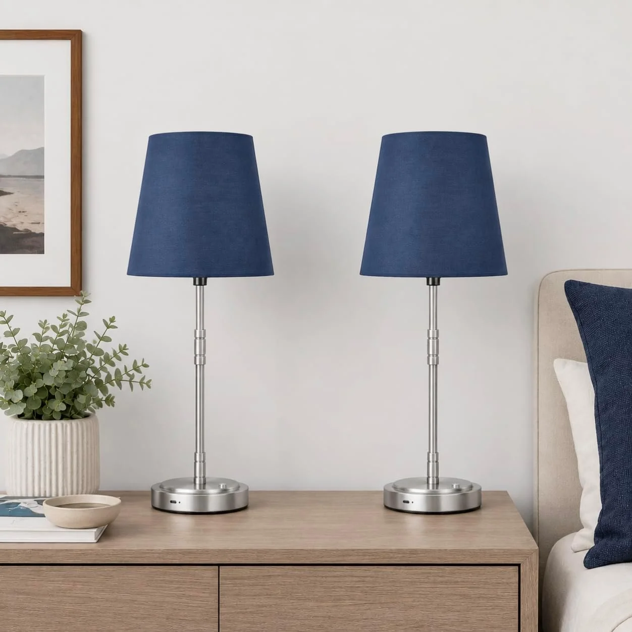 Table Lamp Set of 2 - Battery Operated Lamp with 7500mAh Rechargeable Battery, Dimmable, Bulb Included - Image 3
