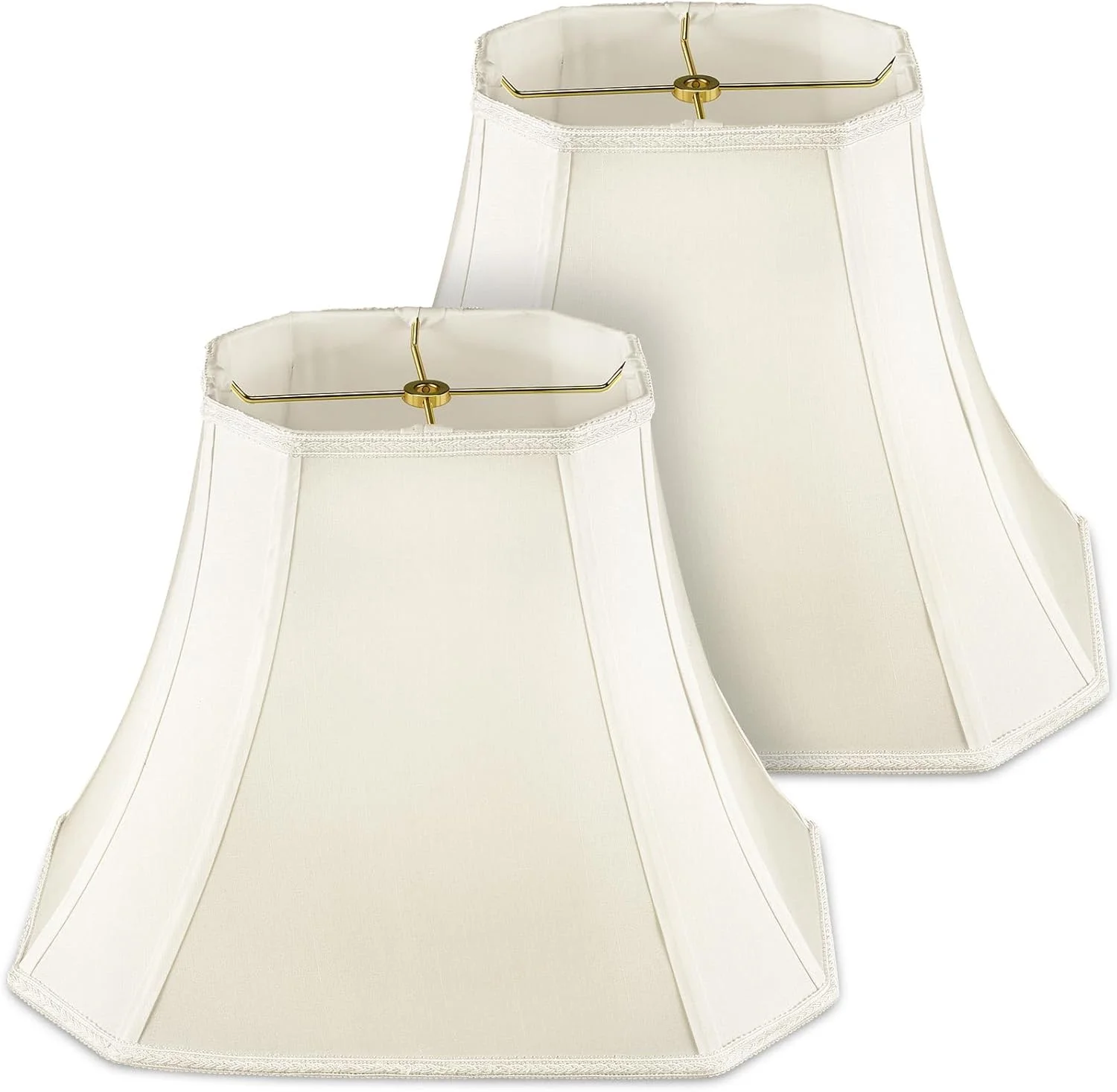 Set of 2 Bell Lamp Shade 6.25 x 8 Top 11 x 16 Bottom 12 High (Spider) Rectangle Cut Square Replacement - Image 2