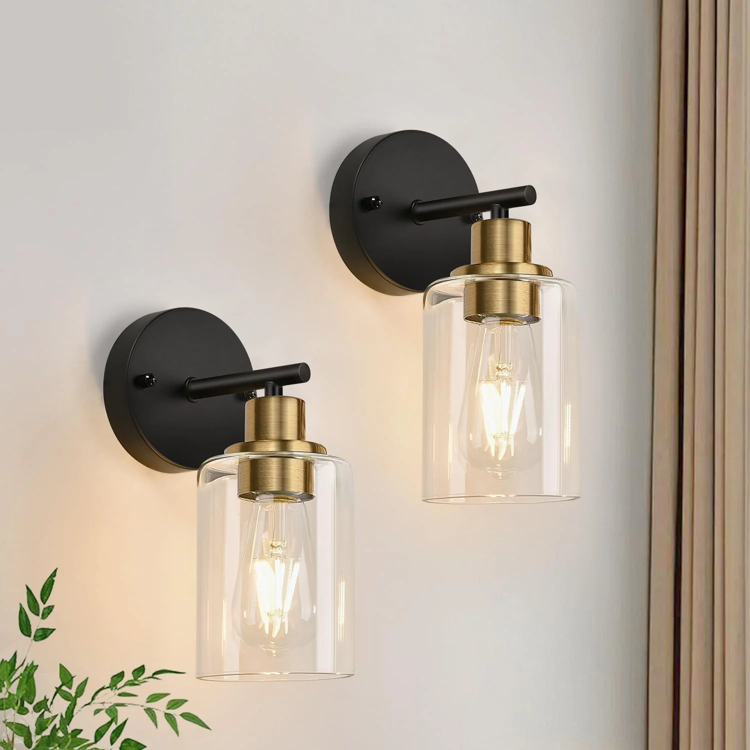 3-Light Bathroom Light Fixtures, 17.23 Black Modern Vanity Lights with Clear Glass Shade - Image 11