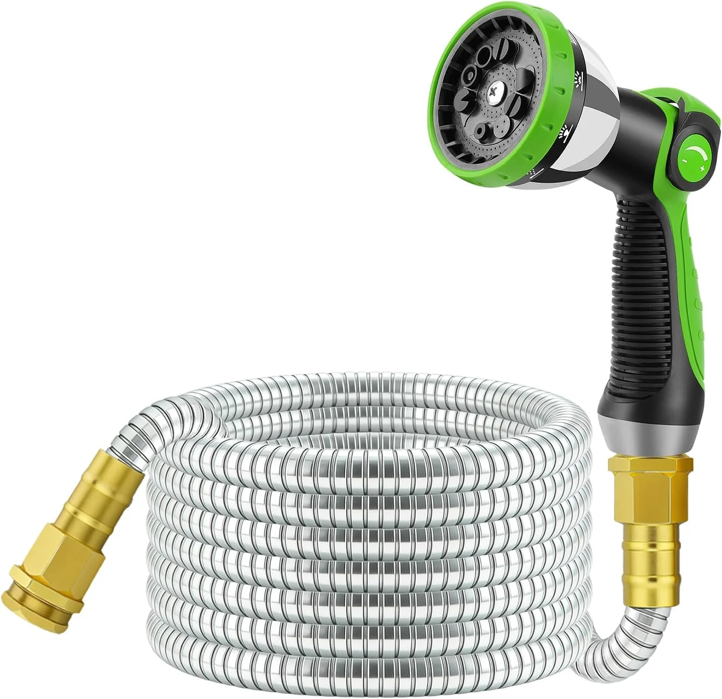 Non-Expandable Garden Hose 100 FT, Lightweight Hose with 10 Function Spray Nozzle, 360?? Swivel Connectors - Image 4