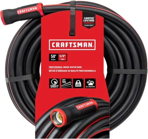 Heavy Duty Professional Grade Black Garden Hose, 100 Feet x 5/8 Inch