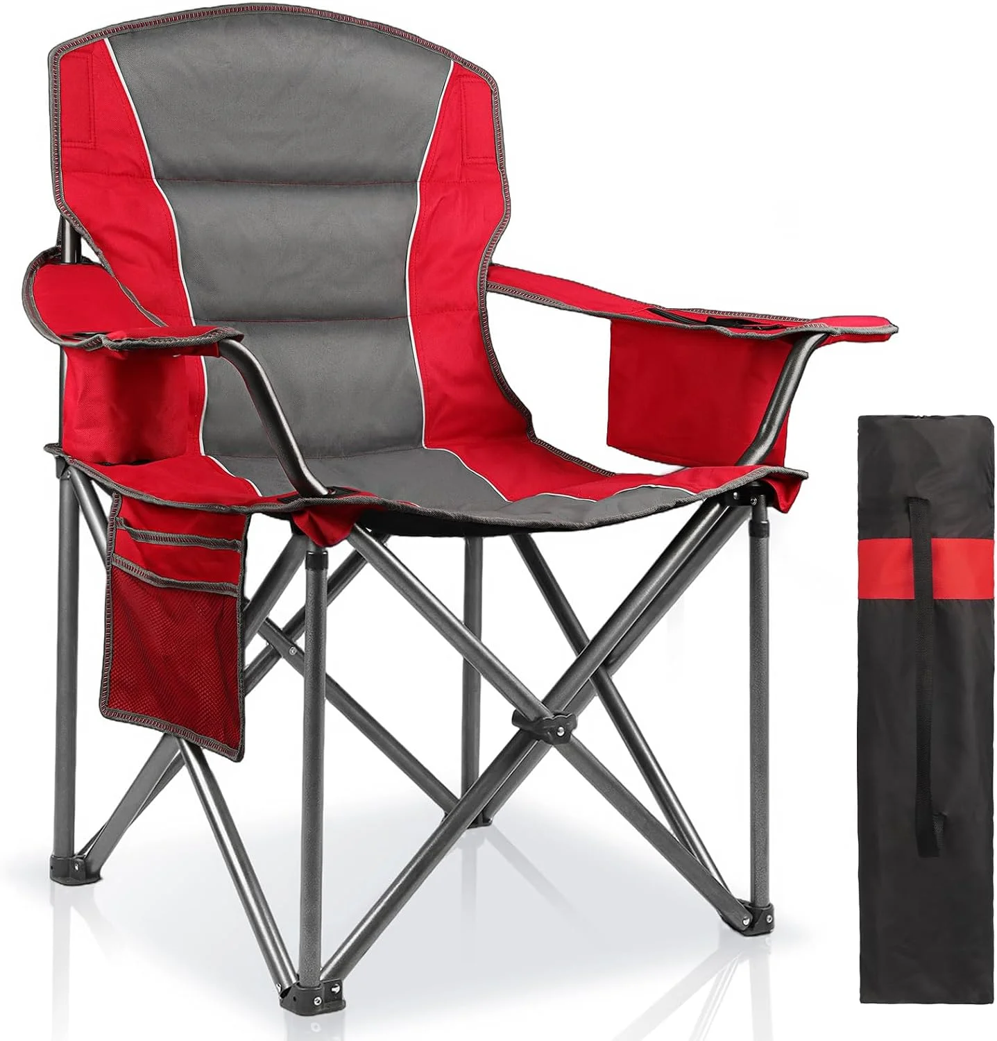 2 Pack Padded Oversized Camping Chairs for Adults, Heavy Duty Support 400 Lbs, Folding Portable Lawn Chair - Image 11