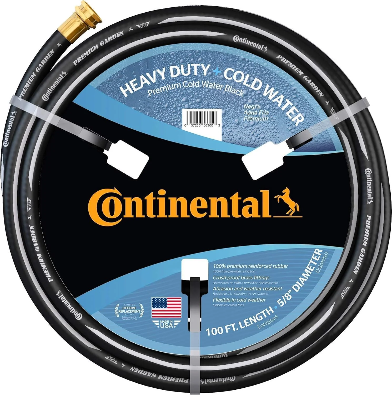 Premium Garden Black Heavy Duty Cold Water Garden Hose, 5/8in Inside Diameter x 100ft Length - Image 5