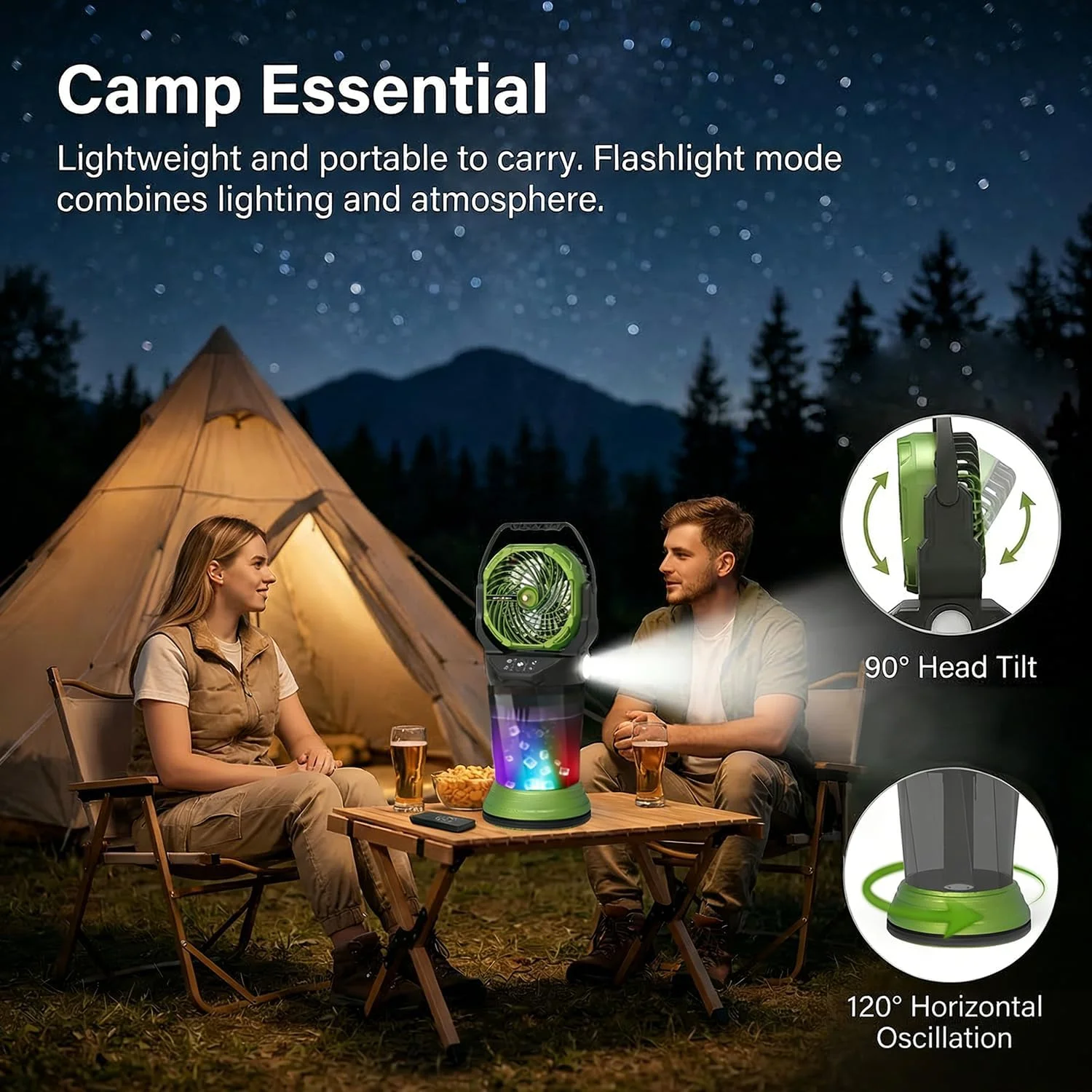Misting Fan with Remote, 2L Water Tank & 2 Spray Modes, 30000mAh Rechargeable Outdoor Cooling Fan - Image 6