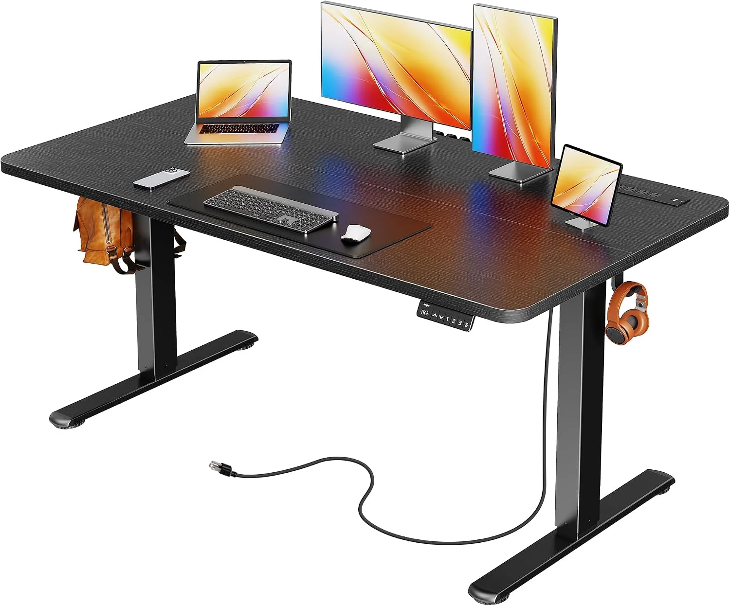 Electric Standing Desk with Power Outlets and USB-C Port, 47 X 24 Inch Height Adjustable Desk