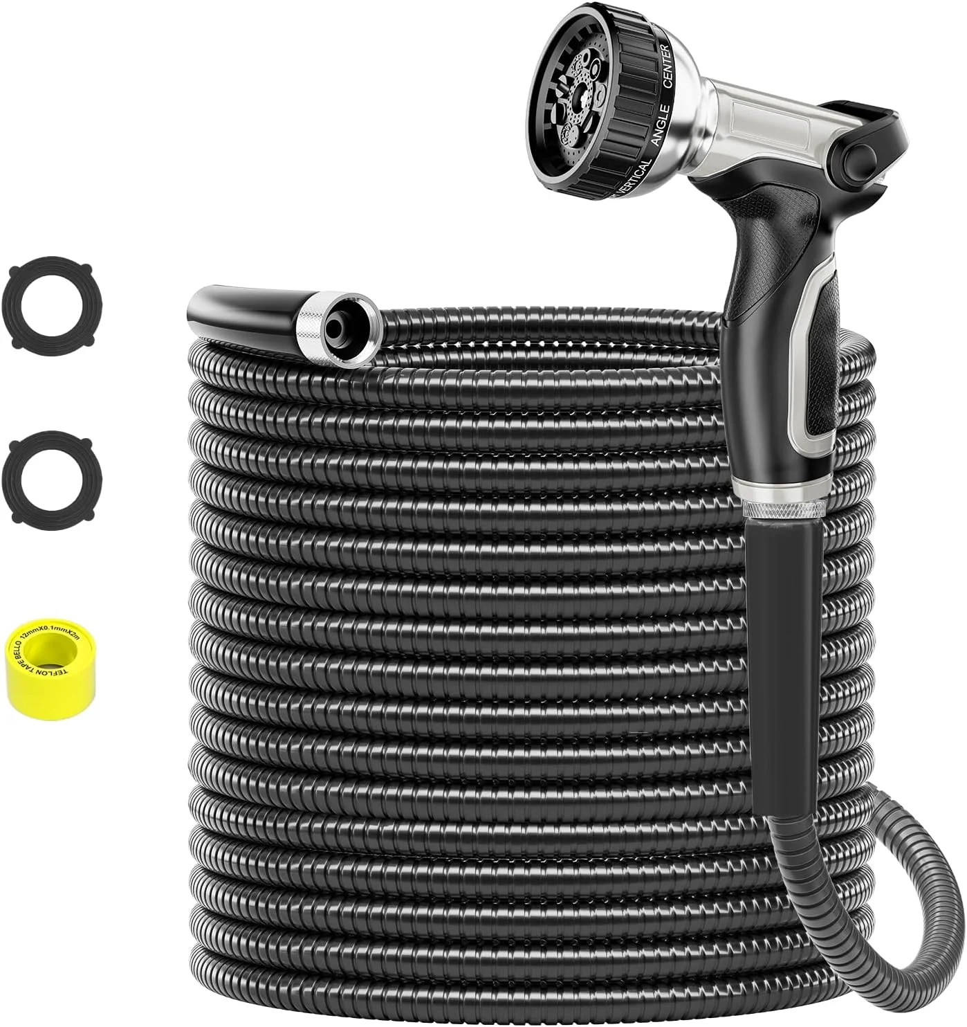 100ft 304 Stainless Steel Garden Hose Metal, Heavy Duty Water Pipe with Nozzles for Yard - Image 6